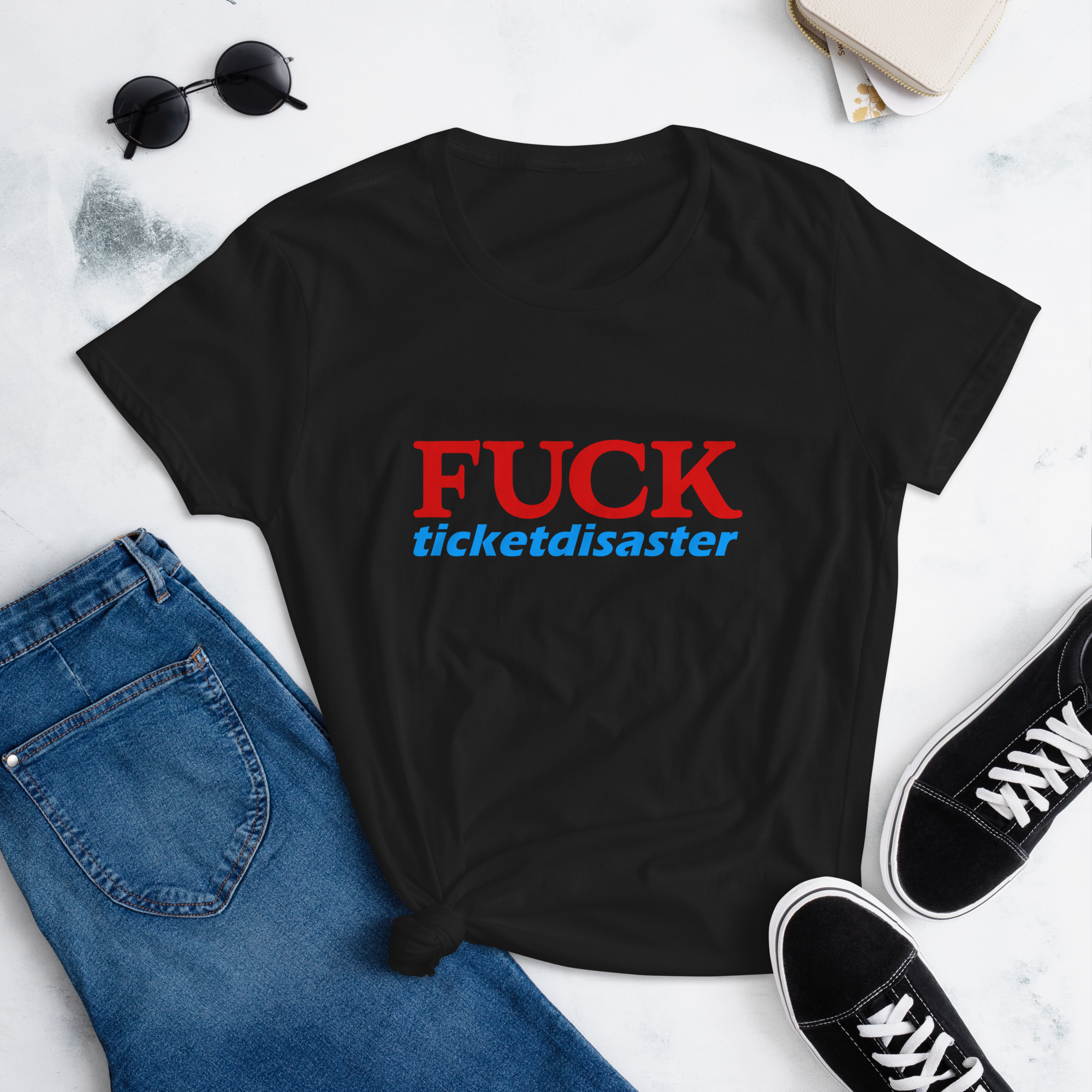 Fuck Ticketdisaster Black Tee Mockup