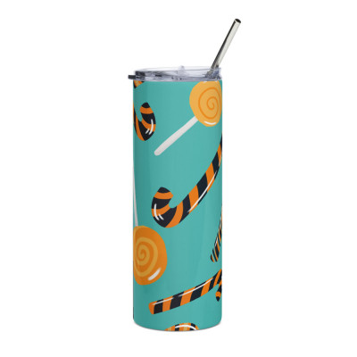 Halloween Candy Cane Stainless Steel Tumbler