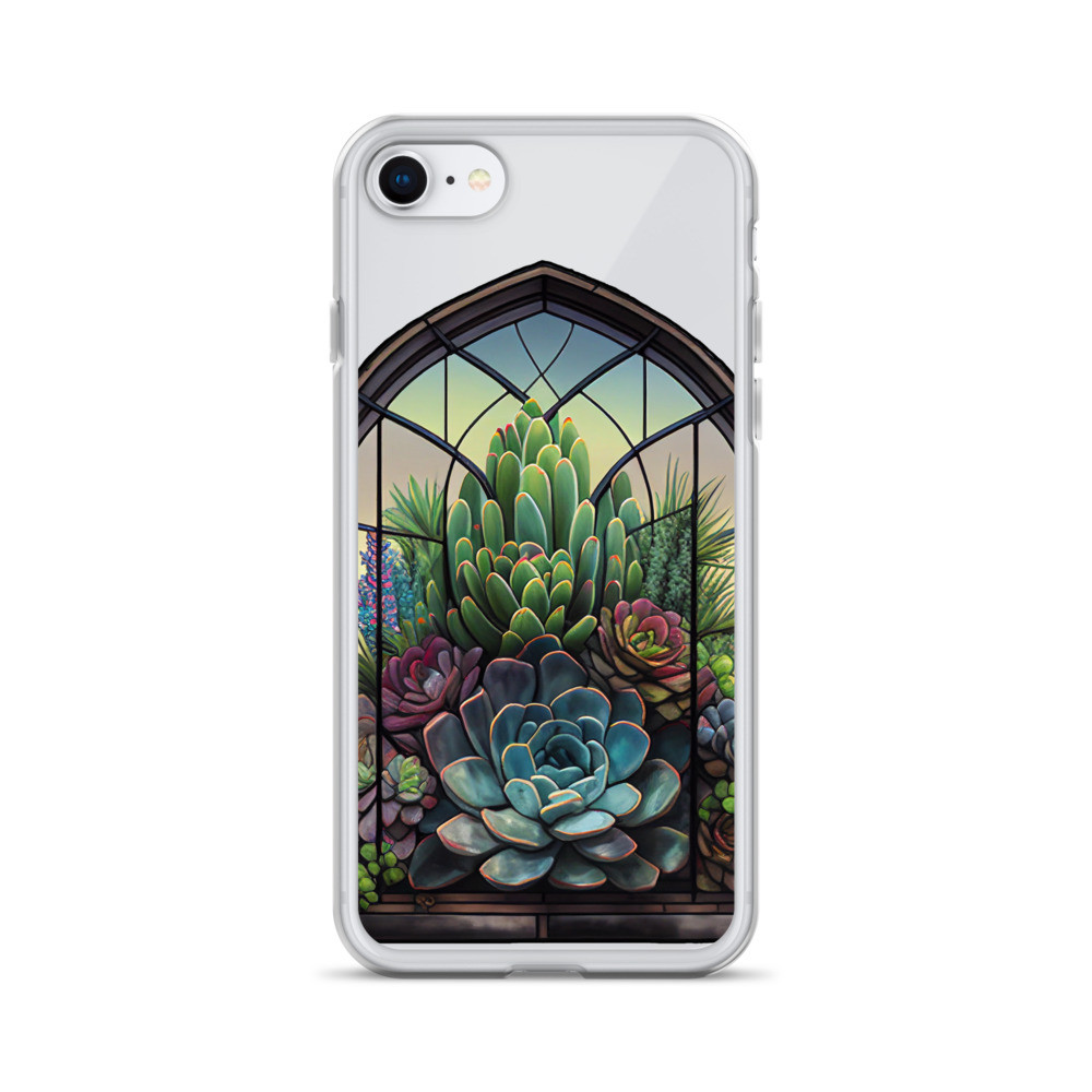 Stained Glass Succulents on Clear Case for iPhone®