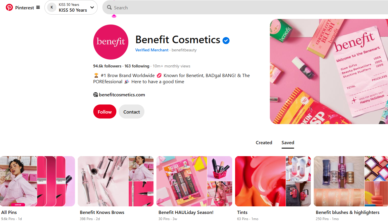 Benefit Cosmetics Pinterest case study