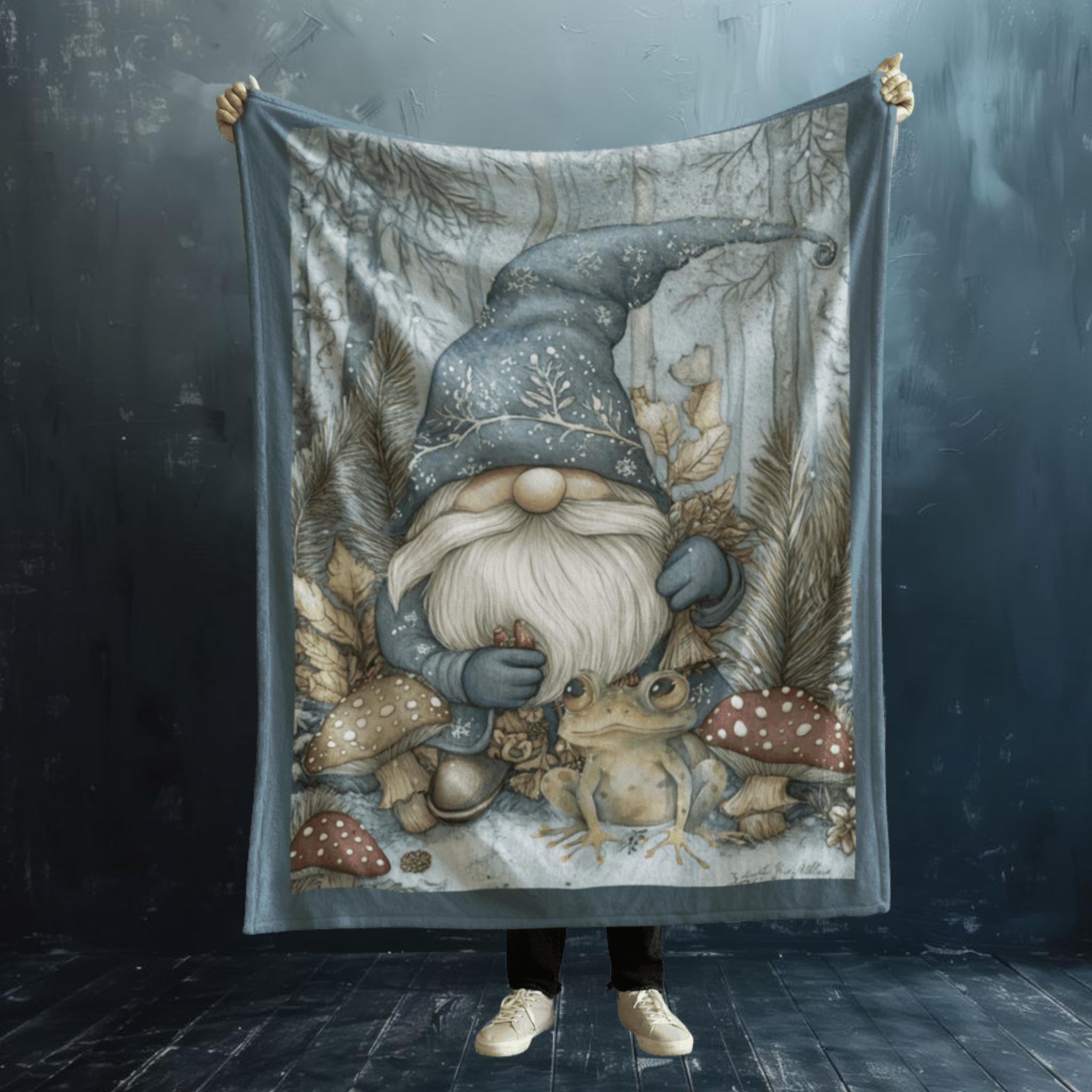 whimsical gnome and frog