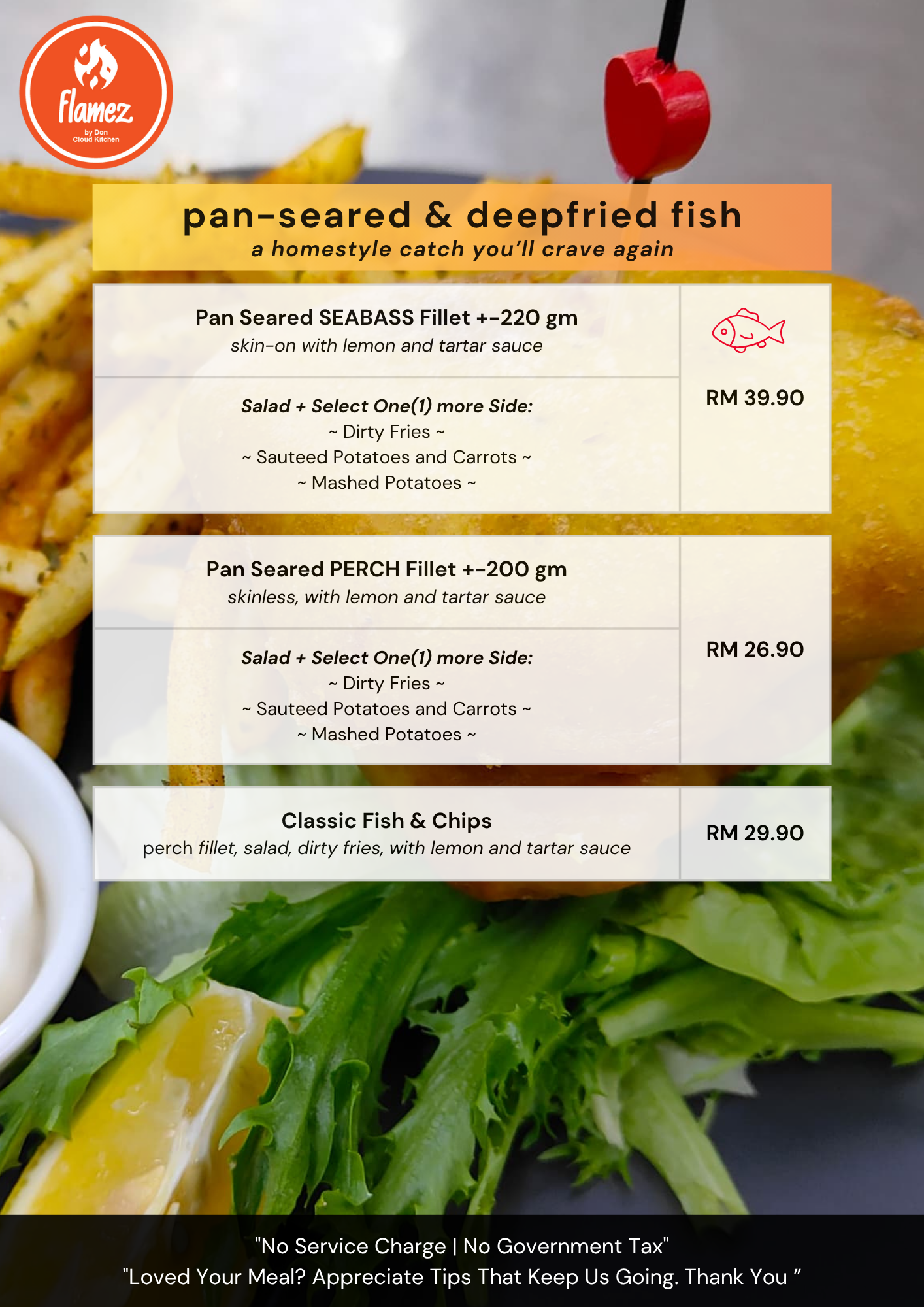 pan-seared & deepfried fish