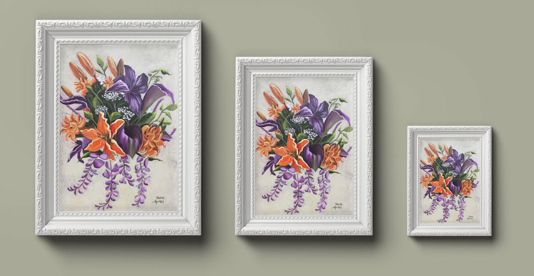 Bridal Bouquet Painting in three different sizes available as a commission