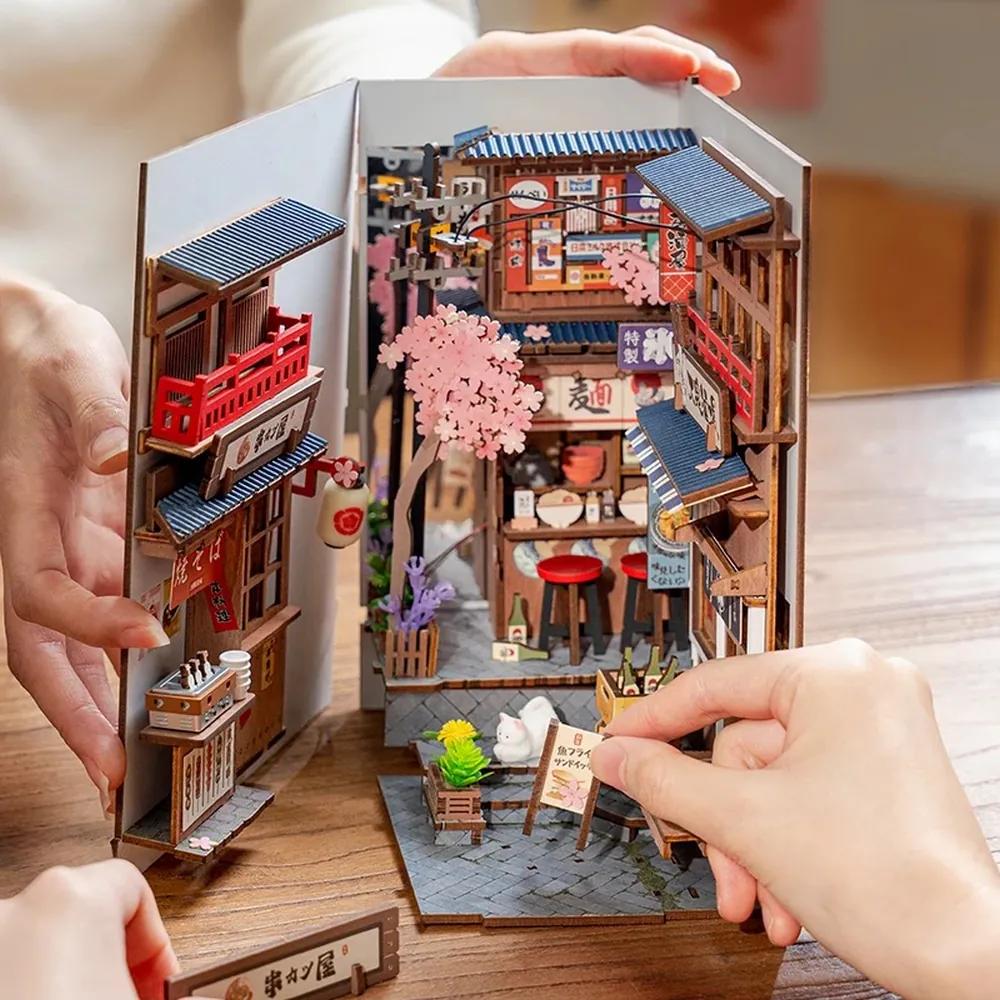 Step by step book nook assembly process